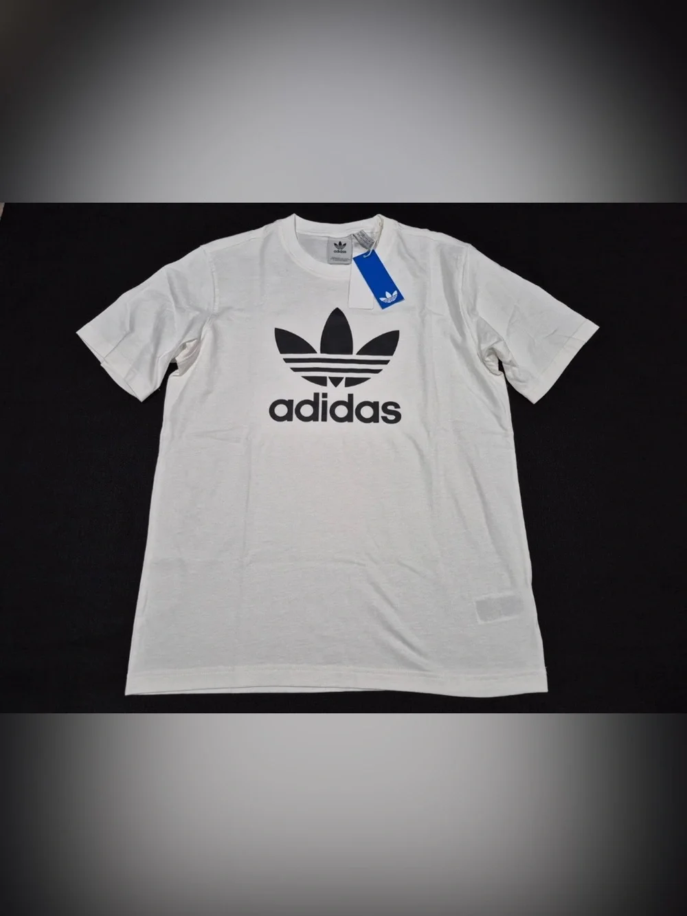 adidas Originals Men’s White Tee with Black Trefoil Logo cotton crew neck